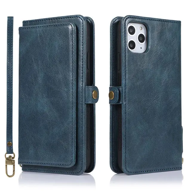 Роскошный раздельный чехол из искусственной кожи для iPhone X Xs 11 Pro Max Xr 6s 7 8 Plus, Магнитный съемный чехол-подставка, откидной Чехол-бумажник, чехол
