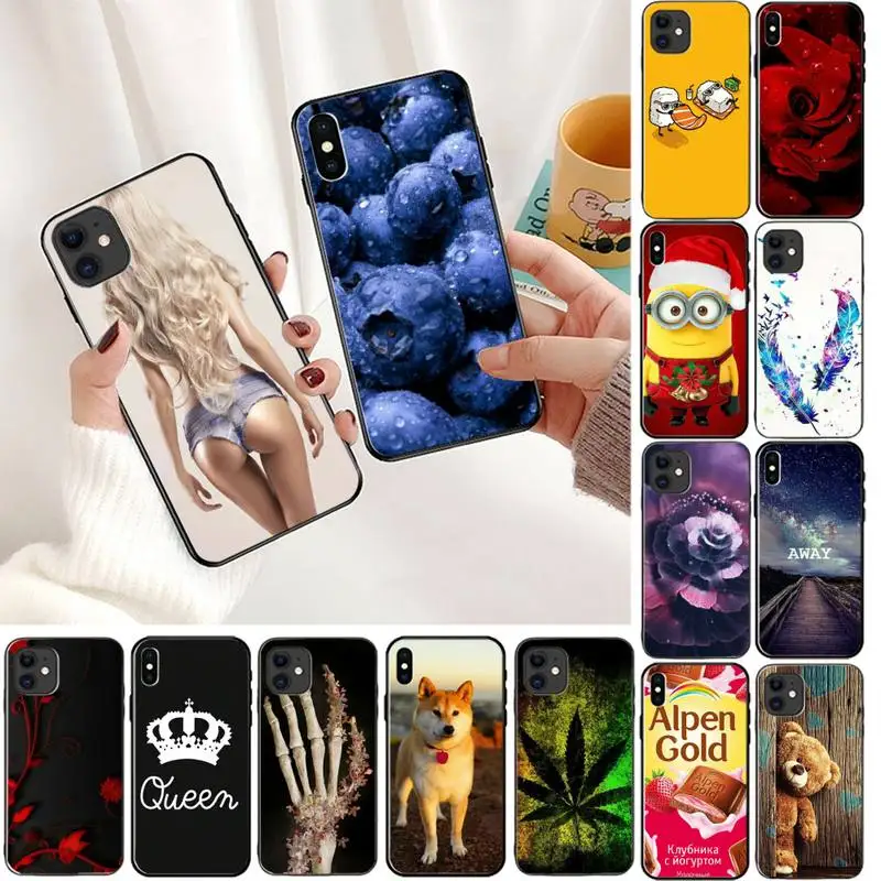 

Sexy woman with funny skull gesture minion bear flower Phone Case for iPhone11 12 pro X SE 2020