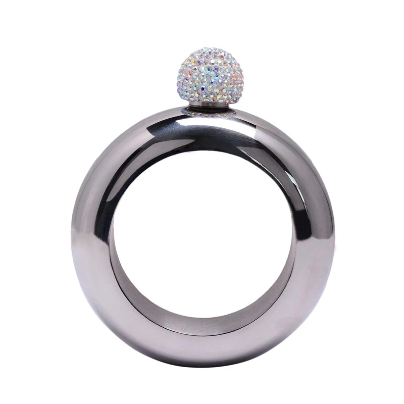 Pack Of 2 Bangle Bracelet Flask With Rhinestones Lid And Funnel(Silver And Rosegold
