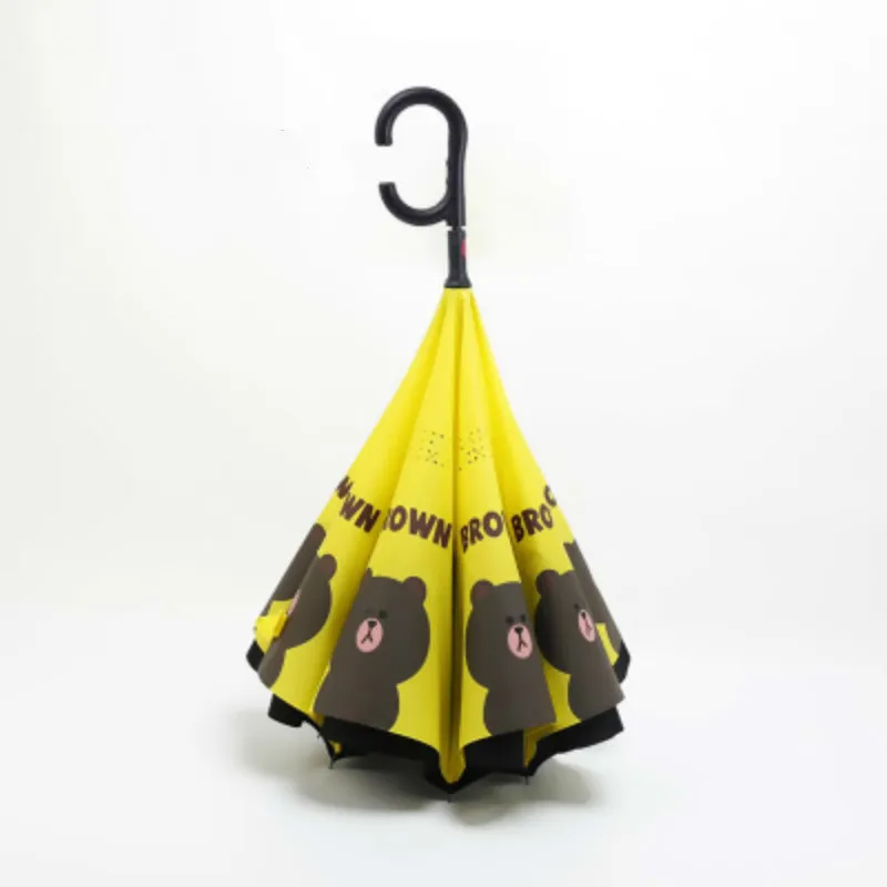 

Cartoon Reverse Umbrella Creative Double-decker Long-handle Umbrella Special Straight-pole Rain and Rain Dual-purpose Vehicle