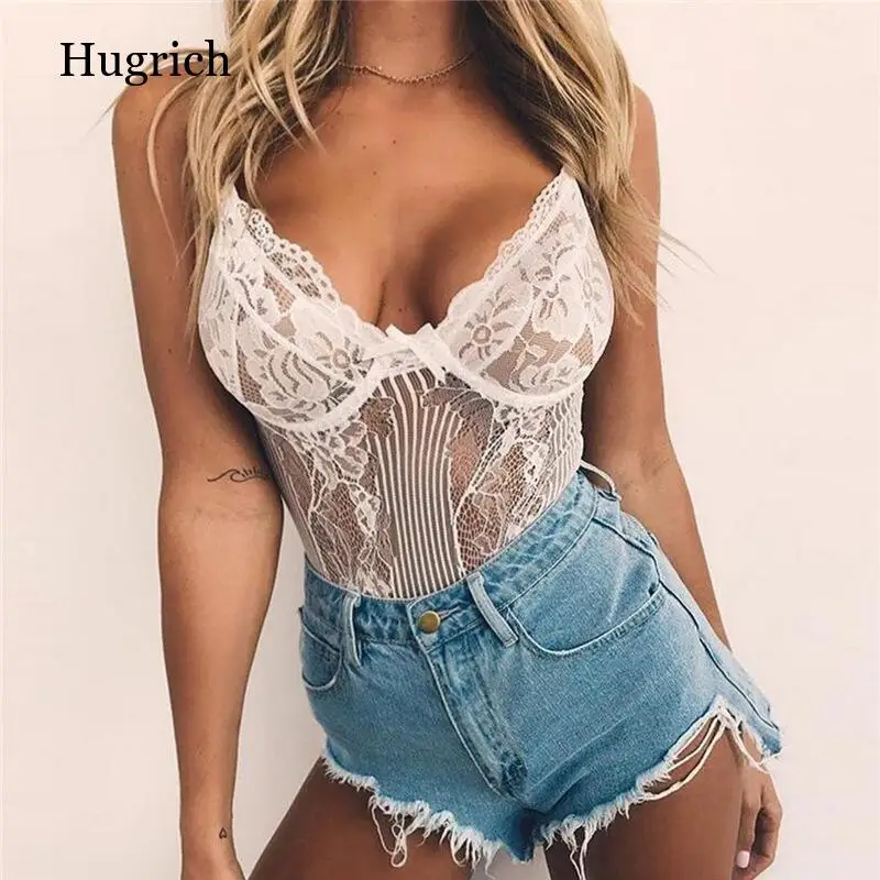 

Sheer Lace Bodysuit Women Backless Transparent Mesh Bow Sexy Jumpsuit Catsuit Straps Bodysuits Overalls 2019 Femlae Body S-L