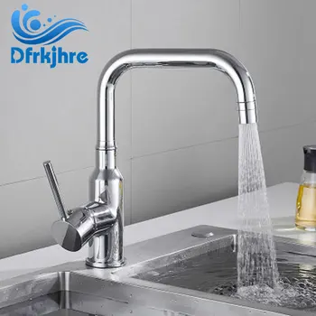 

Dfrkjhre Kitchen Faucets Seven-word Mixer Crane Hot Cold Faucet Chrome Nickel Large Curved sink Faucet Mixer Tap