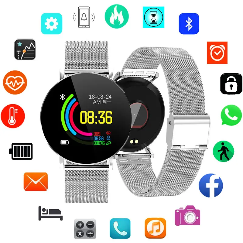 Модные часы Smart watch Для женщин мужчин Smartwatch для IOS и Android электроники умные Вах