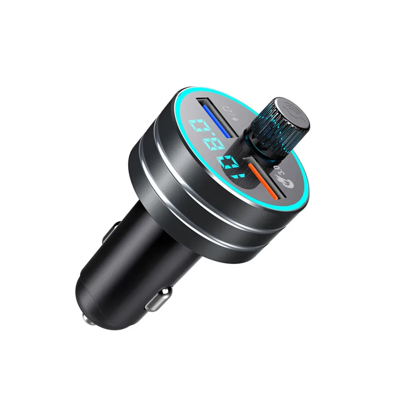 Автомобильное зарядное устройство с Bluetooth QC3.0, быстрая зарядка, Bluetooth, без рук, безопасный, QC3.0, двойной USB, светодиодный, с решетчатым экраном, режим эквалайзера, новинка