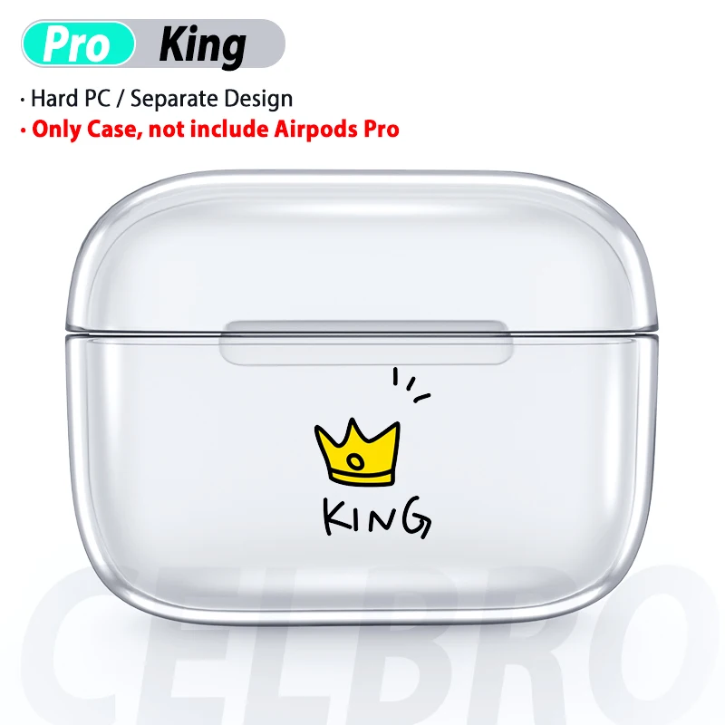 King Мультяшный чехол для Airpods Pro Air Pods Pro Чехол милый прозрачный жесткий PC Coque Funda Para Для Apple Airpod Ear Pods Pro 1:1 - Цвет: King