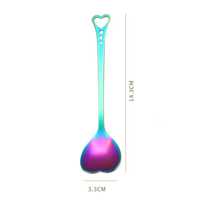 Multicolor Красочные небольшой Нержавеющая сталь сердце Форма кофейная/чайная ложка свадебные десерт Чай перемешать ложка, кухонные принадлежности класса люкс посуда - Цвет: Multicolor