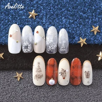 

Avelitte New Christmas Nail Stickers Colorful Old Man Christmas Tree Nail Decoration Colorful Gold 3D Adhesive Decal