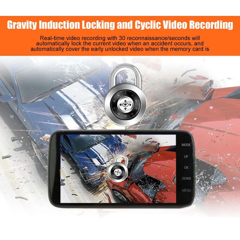 4.0in IPS Screen Car DVR FHD 1080P with Rear View Camera Drive Recorder Duals Lens Dashcam TD326