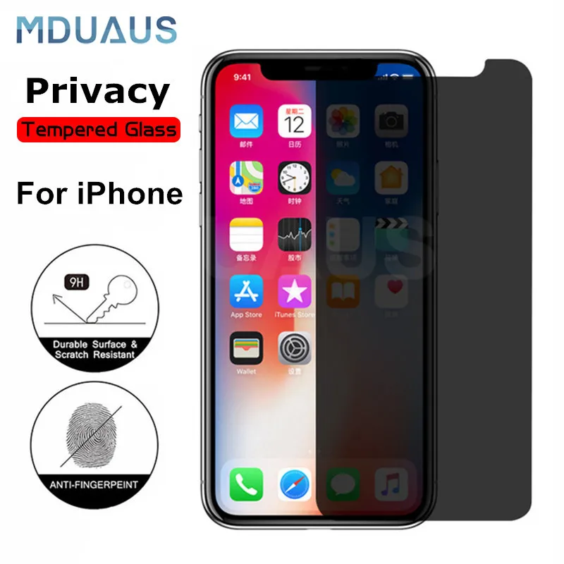 

9H 3D Privacy Tempered Glass For iPhone X XR XS Max Screen Protector For iPhone 6 6S 7 8 Plus 5 5S SE Protective Glass Film