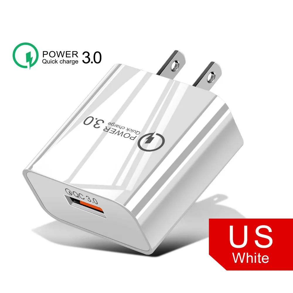 Быстрая зарядка 3,0 USB Зарядное устройство для samsung S4 S5 Neo S6 S7 край S8 S9 плюс A3 A5 J1 J3 J5 J7 мини J2 Prime A8 кабель - Цвет: QC3.0 US Plug White