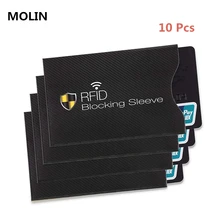 10 pces conjunto anti-roubo rfid cartão protetor para cartão de banco rfid bloqueio manga carteira identidade anti-roubo capa protetora