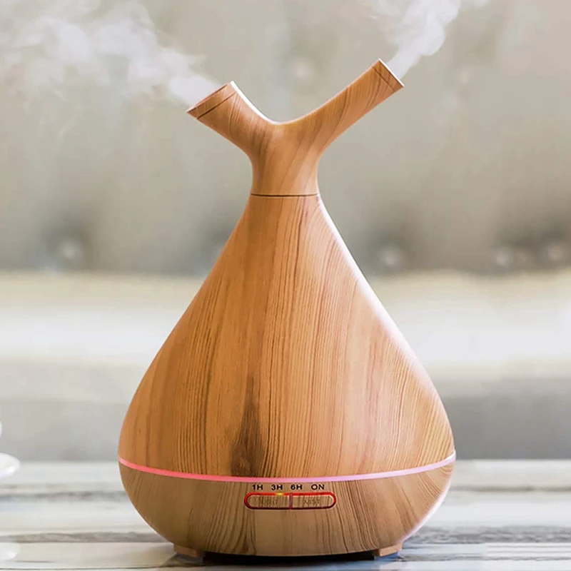 Aromatherapy Essential Oil Diffuser 400Ml Wood Grain Aroma Diffuser Ultrasonic Cool Mist Humidifier Whisper Quiet 4 Timer Sett