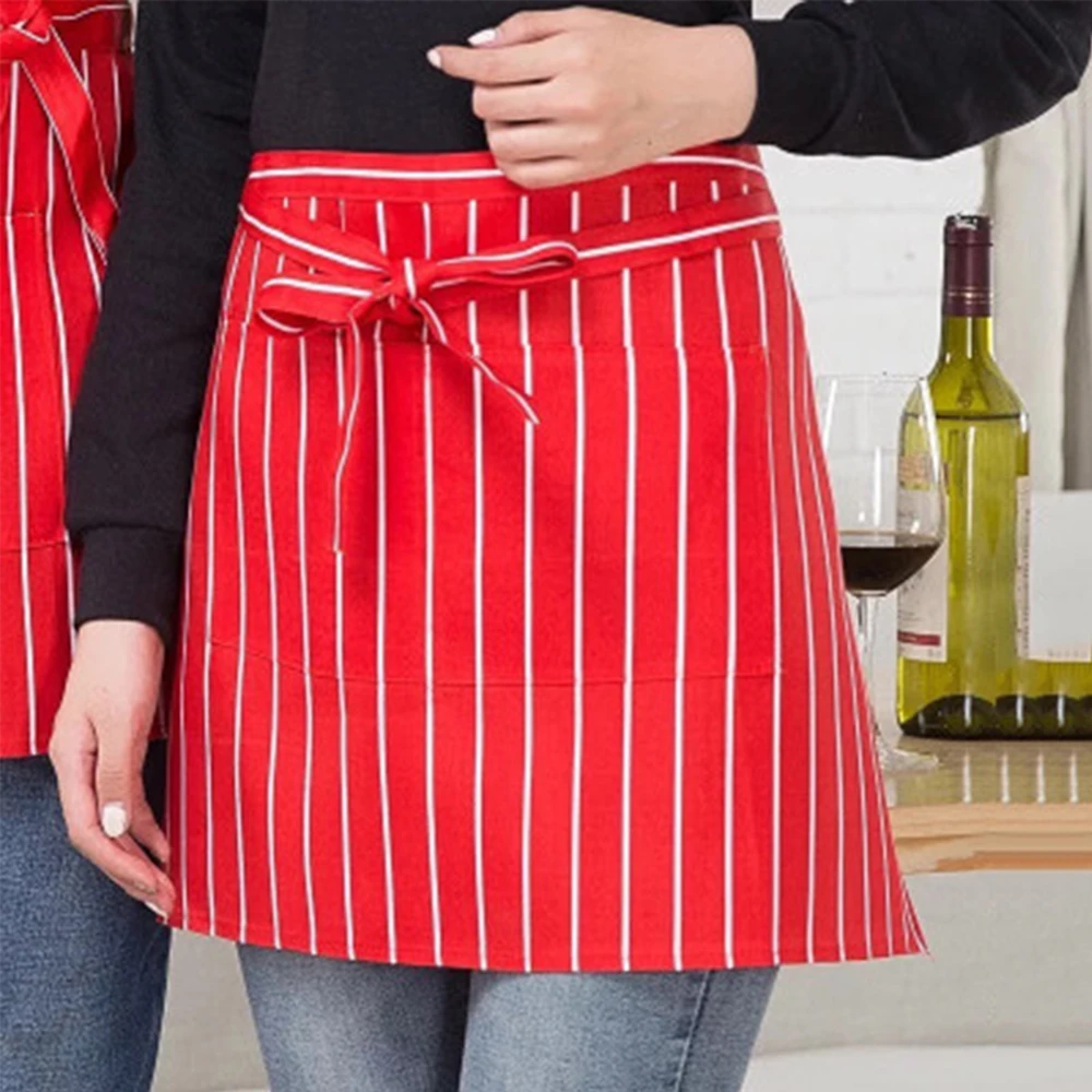 Women Men short  Striped Aprons High Quality Wholesale Kitchen Hotel Coffee Shop Bakery Chef Waiter Cleaning Work Wear Aprons