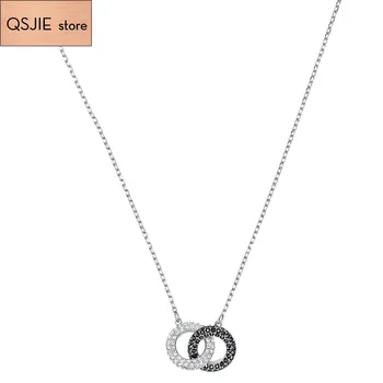 

QSJIE High quality SWA Neolite Necklace. Colorful Pink Fashion - Rivet Anniversary Wedding Souvenir Necklace