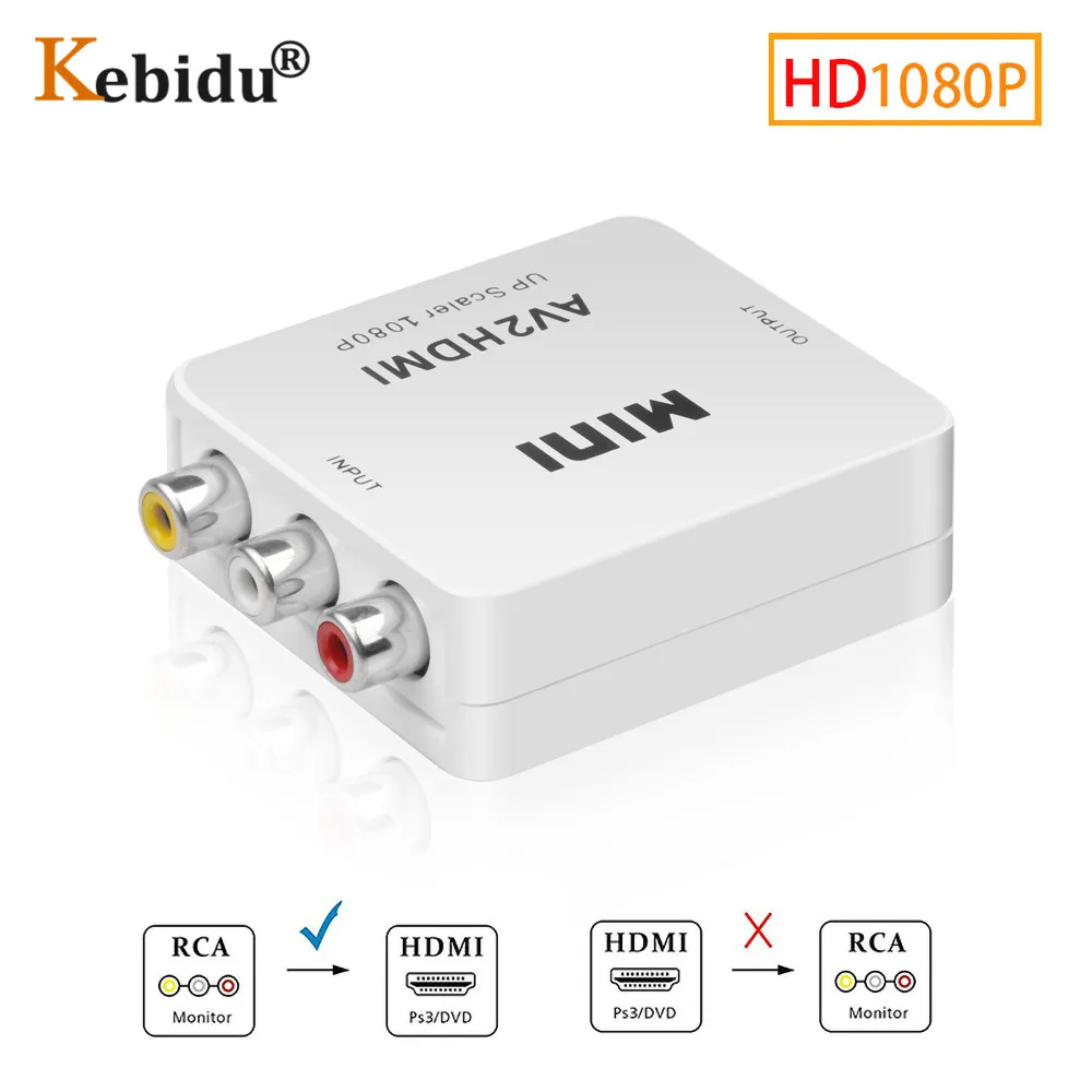 Kebidu AV HDMI преобразователь Full HD 1080P RCA адаптер мини композитный CVBS AV2HDMI аудио