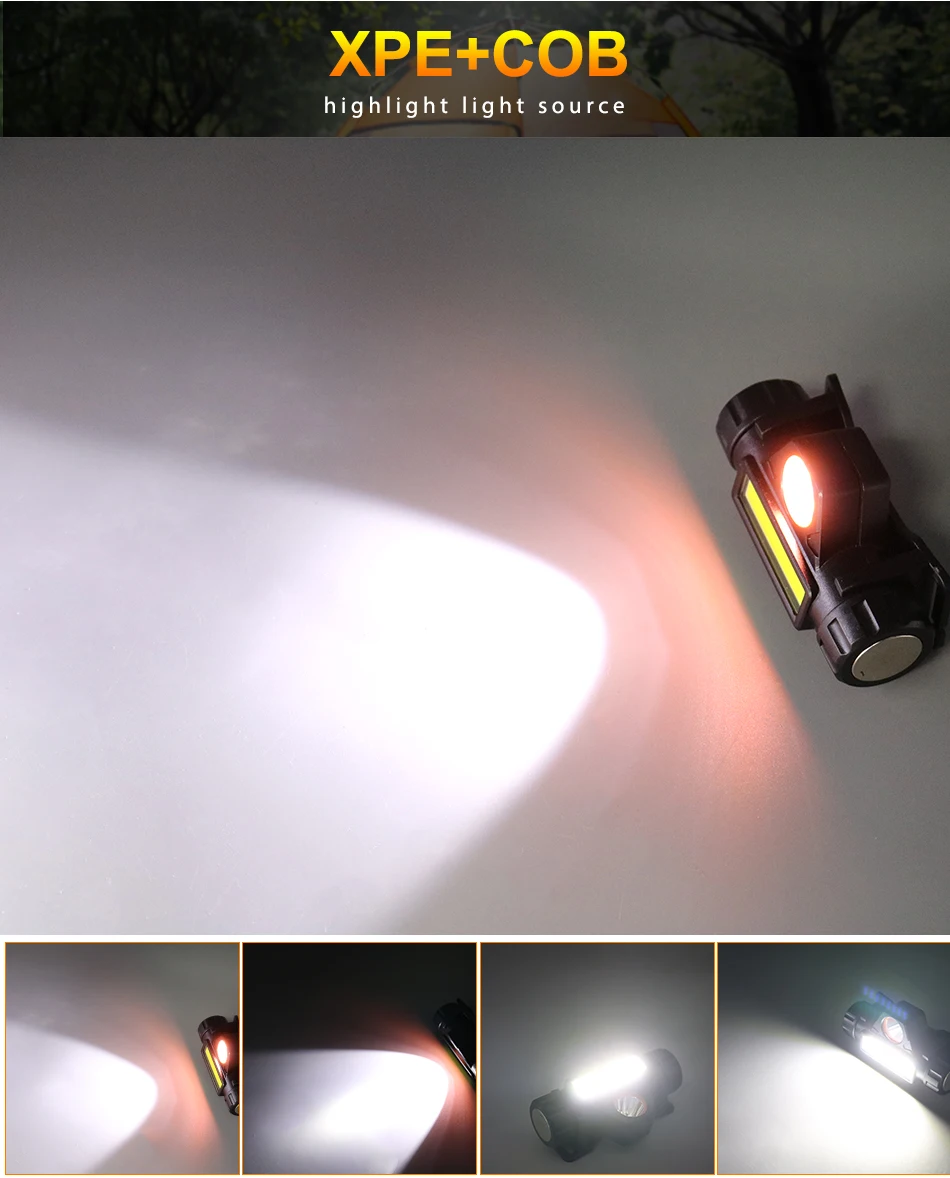 Портативный COB светодиодный налобный фонарь USB Зарядное устройство кабель Перезаряжаемые Магнитная флэш светильник мини головной светильник Фонарь Кемпинг HLXG авто