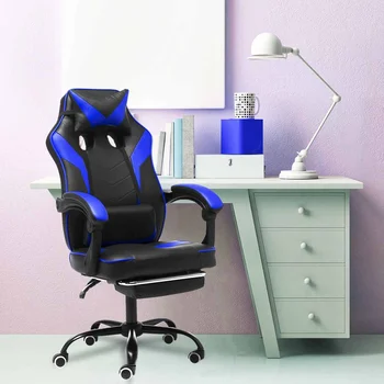 

Reclining Office Chair Adjustable Lift PU Leather Office Furniture Computer Gaming Chair Armchair with Retractable Footrest