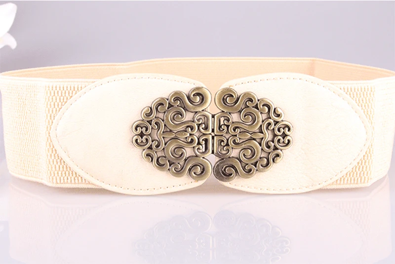 Hot Sales Retro Luxury Waist Wide All-match Decorative Sweet Lady Dress Width Elastic Retro Skirt Crony Women Belt - Цвет: B