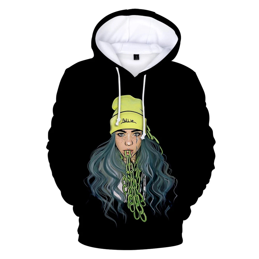 Новые худи Billie Eilish с 3D принтом, женские и мужские свитшоты, Модные осенние детские толстовки с капюшоном, удобные красные топы с принтом Billie Eilish для девочек
