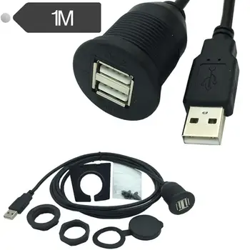 

USB 2.0 Extension A-Male To 2 A-Female Cable Flush Mount Dashboard Panel Waterproof Cable for Car Boat Truck