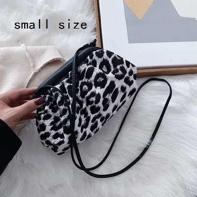 Женский леопардовый принт пельмени сумка женский замша сумка через плечо сумка на плечо женская сумочка клатч - Цвет: small black