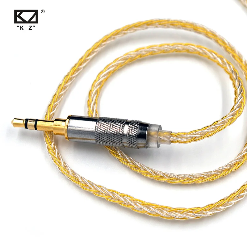 KZ 8 Core Gold Silver Mixed Cable with 2pin Mmcx Connector Use For KZ ZS10 PRO ZSN ZST ES4 ZS10 AS10 BA10 ZSN PRO