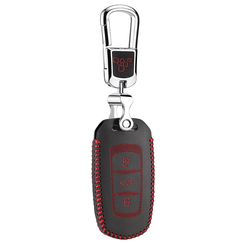 Luckeasy кожаный чехол для ключей Geely emgrand EC7 EC718 EC715 Global Hawk GX7 Автомобильный ключ сумка/чехол кошелек держатель key2y - Название цвета: red 1