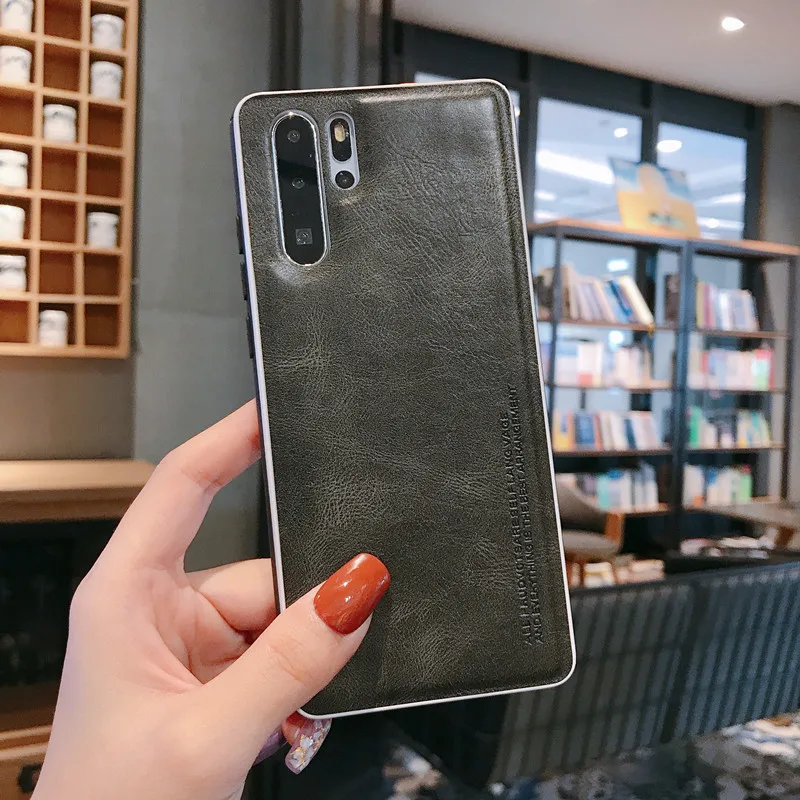

Luxury Leather Silicone Phone Case For Huawei P20 30 Pro Simple Style Back Cover For Mate 20 30 Pro 20X Case Couple Coque New