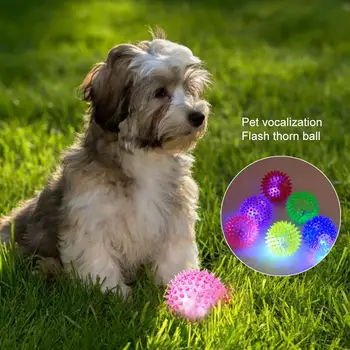 Dog Squeaky Toys Colorful Soft Rubber Luminous Pet Puppy Dog Chewing Playing Elastic Hedgehog Ball Toy Small Pet Supplies 2