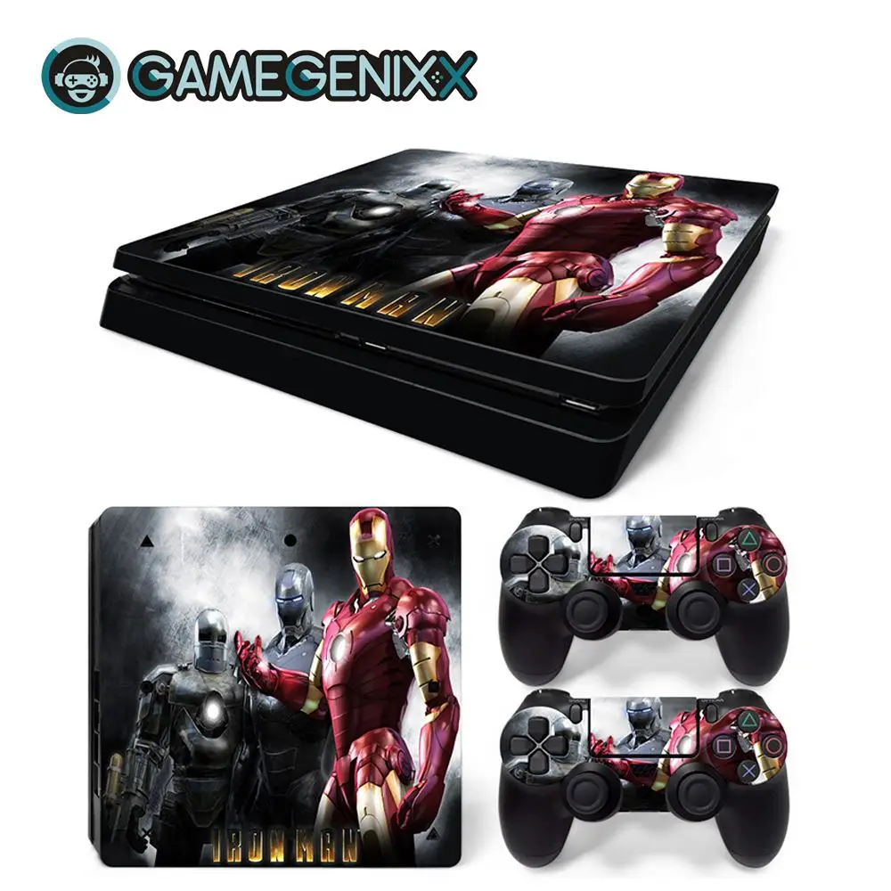GAMEGENIXX Кожа Наклейка Защитная Наклейка Обложка для PS4 Slim консоли и 2 контроллеров-Железный человек