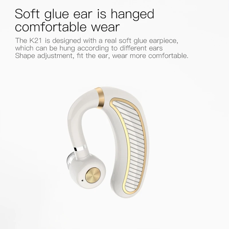 K21 Bluetooth Headphones 5 0 Vehicle Mounted Ear Mounted Super Long Standby Auto Broadcast Number White 