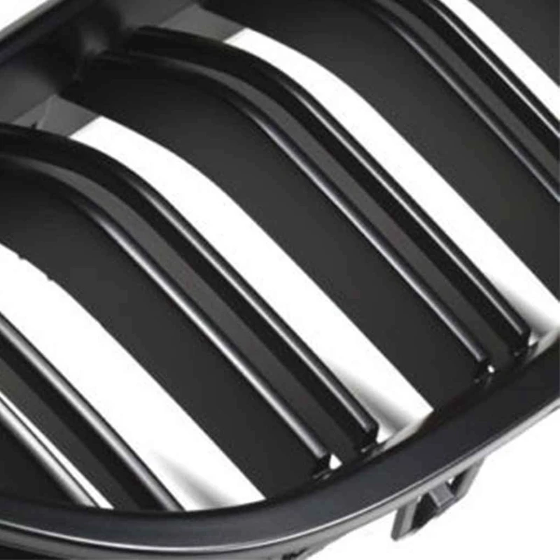 1 Pair Double Slat Line Front Bumper Grill Hood Kidney Grille Grill for 2010- BMW 5 Series F10 F11 F18 M5(Matte Black