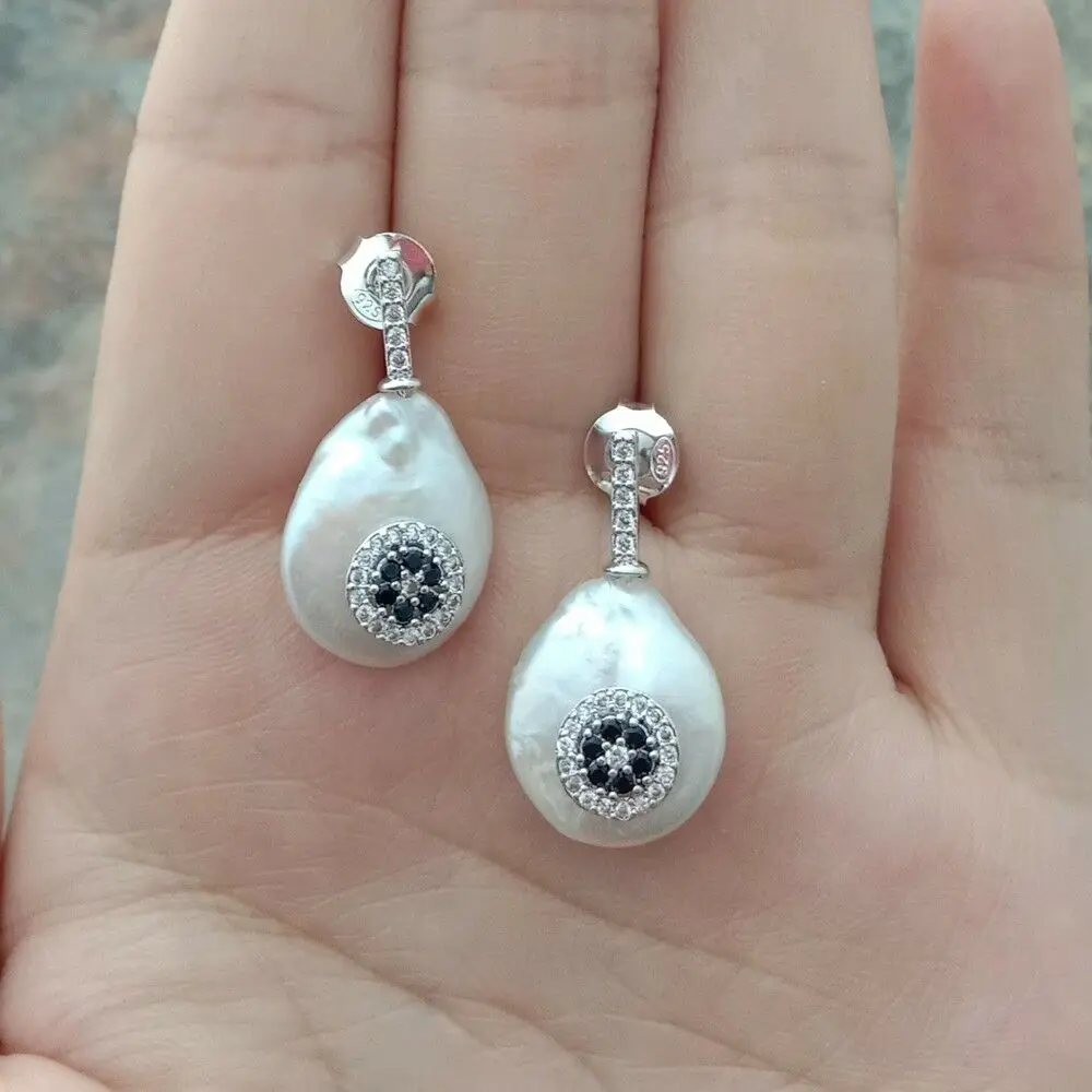 14 мм белые серьги в виде монет Cz Pave Стад