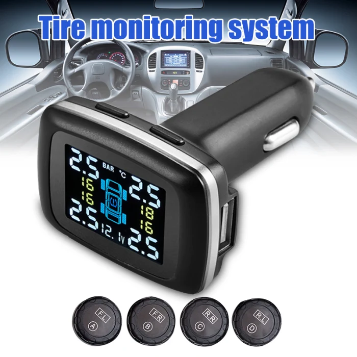 Система контроля давления в автомобильных шинах TPMS цифровой дисплей в реальном времени 4 датчика V6