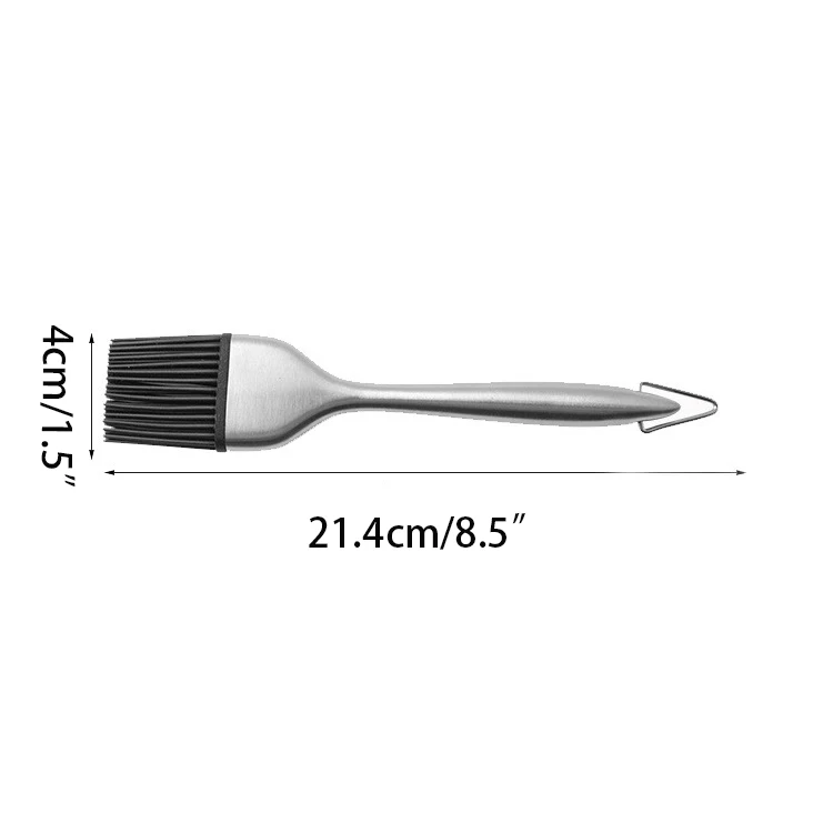 1PCS 21.4cmx4cm 1 шт., щетка для выпечки барбекю, ручка из нержавеющей стали с силиконовыми щетками, инструменты для гриля, барбекю, выпечки масла, хлеба, мяса, тортов, выпечки - Цвет: 1PCS 21.4cmx4cm