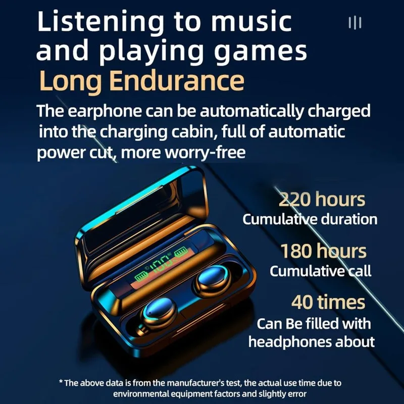 TWS 5 0 Bluetooth Headset HIFI Binaural Gaming Sports Bilateral Stereo Mini Earplugs with Digital Display Charging Box