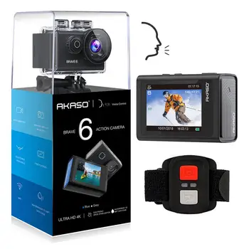 

AKASO Brave 6 4K 20MP Action Camera WiFi Voice Control EIS 30m Underwater Waterproof Camera 6X Zoom Remote Control Sports Cam