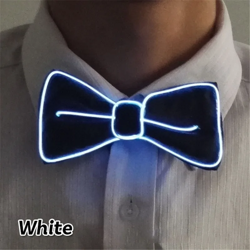 white Модный мужской светодиодный галстук-бабочка, идеально подходит для рождества, Хэллоуина, Нового года, светящийся Неоновый мигающий музыкальный фестивальный рейв Вечерние - Цвет: white