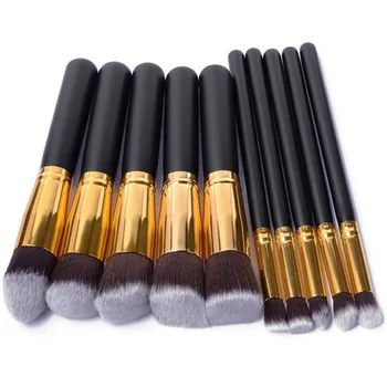 

10 Pcs Makeup Brushes Set Pincel Maquiagem Cosmetics Maquillaje Makeup Tool Powder Eyeshadow Cosmetic Set Black Gold