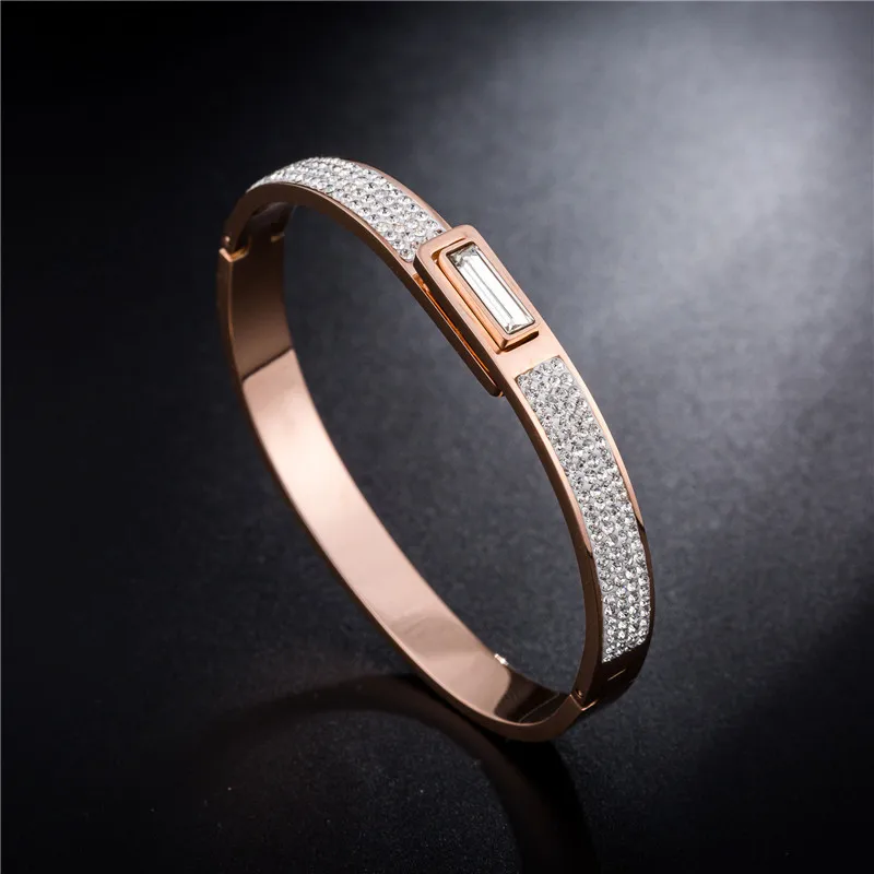 

Female argil bracelet temperament titanium steel cuff bangle fashion jewelry rose gold bracelets concise wristlet jewel women