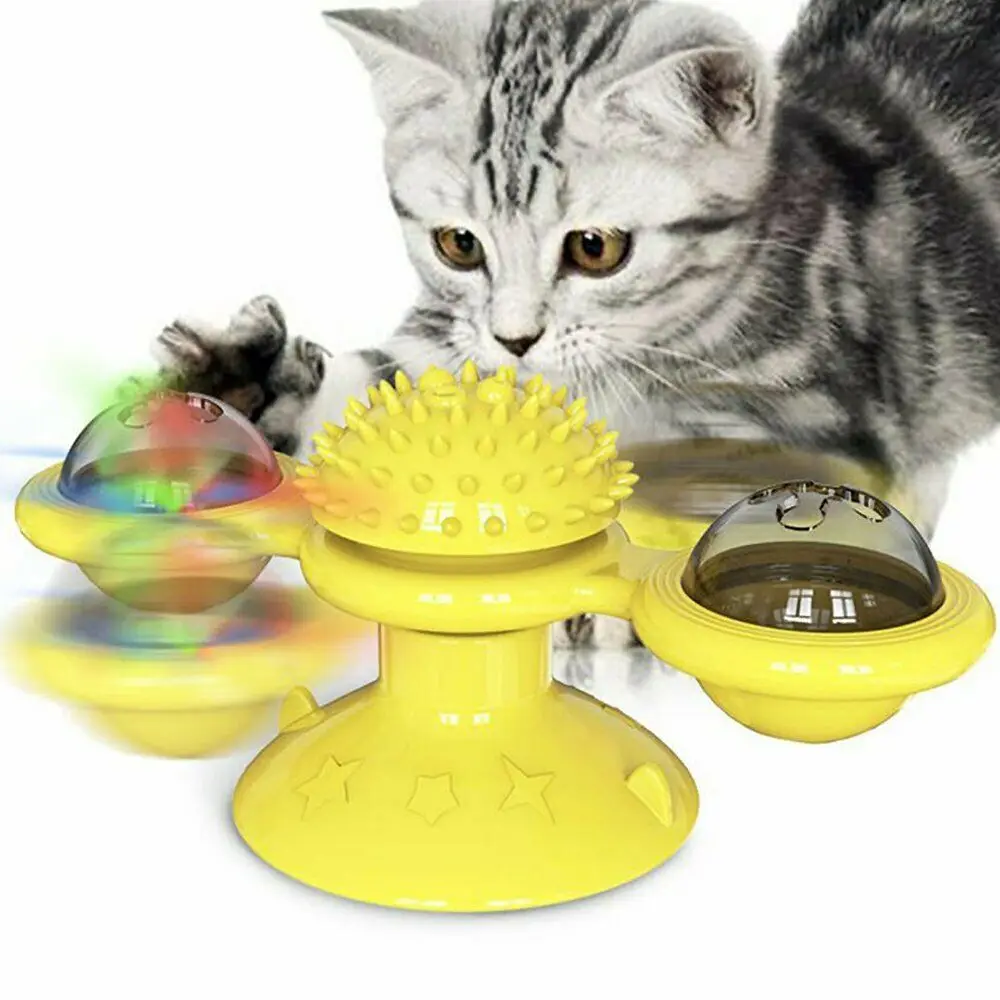 

Pet Toys Cat Puzzle Turning Windmill Cat Toy Turntable Teasing Pet Funny Cat Toy Tickle Cats Hair Brushs Play Game Cat Supplies
