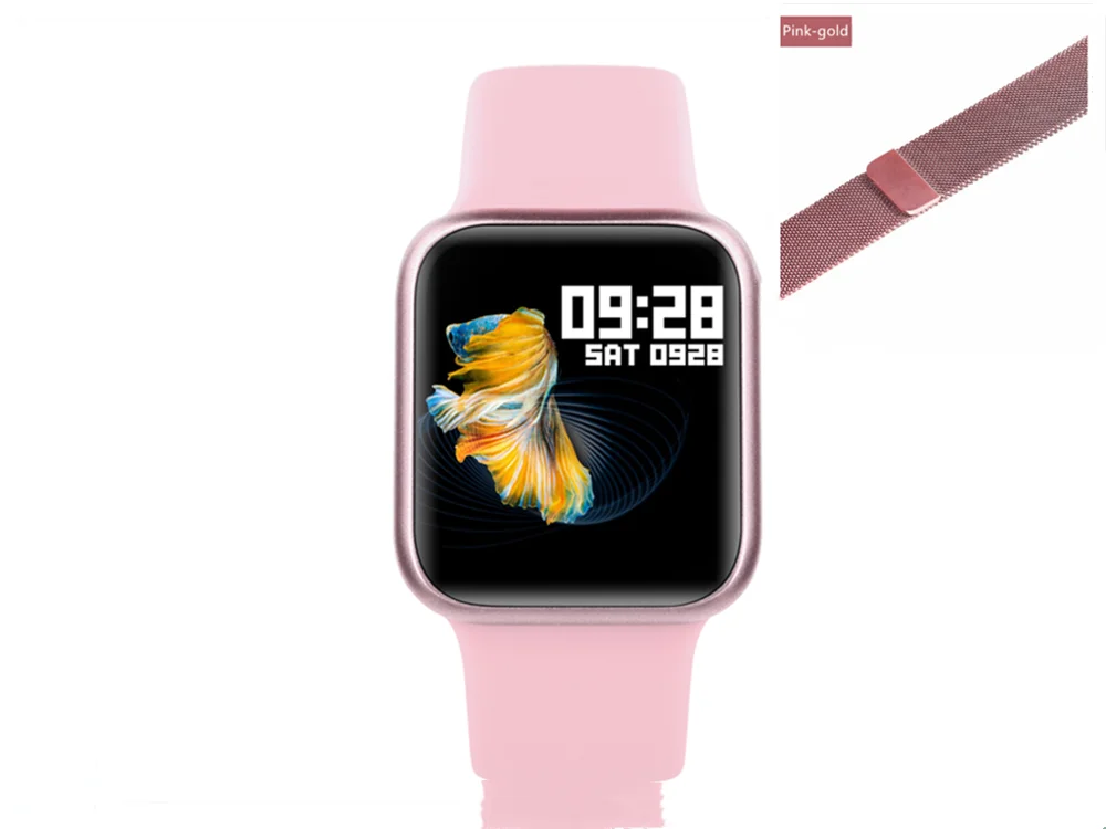 Для ремешок для часов аpple P90 смарт-браслет для мужчин и женщин Смарт-часы IP68 Водонепроницаемый для Android IOS пульсометр фитнес-трекер - Цвет: Add pink strap
