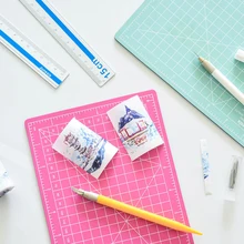 Набор цветных художественных ручек для резки, ручка для резки, Алюминиевая линейка, вращающийся коврик для резки, набор из трех предметов