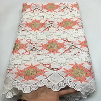 

Orange Nigerian Laces Fabric 2020 African Cord Laces Fabrics High Quality Guipure Cord Lace Fabric For Wedding Dress 1196