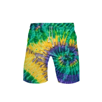 

Summer Shorts Men Fashion Tie Dye Sportswear Short Sweatpants Casual Pockets Drawstring Male Clothes Personality Spiral Colorful