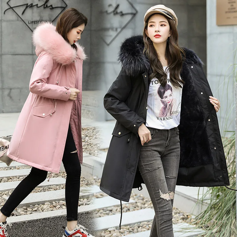 

Pike Cotton Coat Women's Mid-length Velvet Lining Plus-sized Students Fat Mm2019 Thick Korean-style Cotton Coat