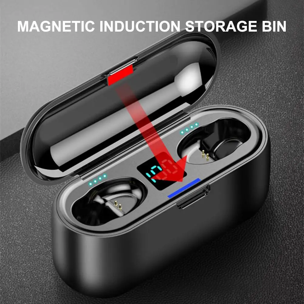 NEW F9 TWS Wireless Bluetooth 5.0 Earphone With 2000mAh Power Bank Charging Case Super Bass Stereo Earbuds Handsfree Earphones