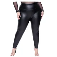 Faux Leather Plus Size Leggings for Women Big Size 5XL 6XL 7XL Black  Girls Spandex Clothing Pleather PU Leggings - Image 3
