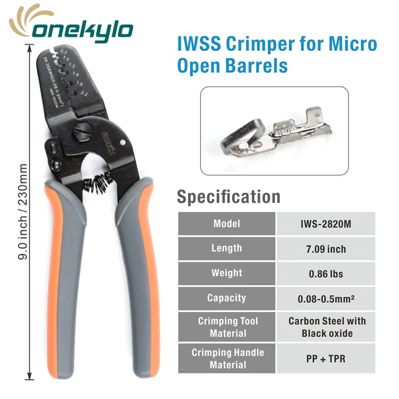 Mini Micro Open Barrel Crimper Tools IWS-2820 for Crimping 28-20AWG JAM, Molex, Tyco, JST Terminals wire stripper plier - Цвет: IWS-2820