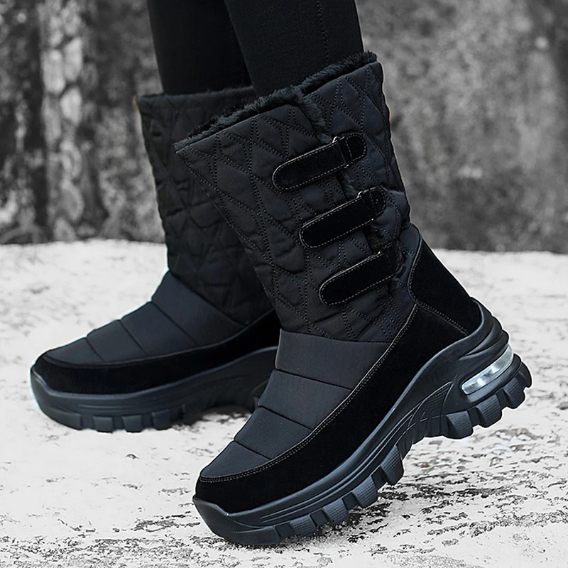 Winter Snow Boots Womens Shoes With Fur Warm Outdoor Sneakers Non-slip Womens Flats Casual Boots Comfort Shoes Botas De Mujer